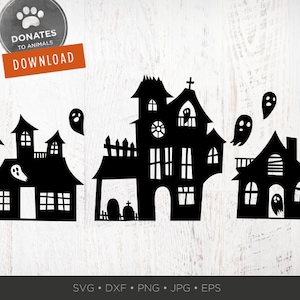 Spookhuis SVG | Spooky Halloween SVG | Ghost SVG Cute Halloween Clipart Png Instant Download Cricut Svg Cut Bestand voor Spookachtig Silhouet