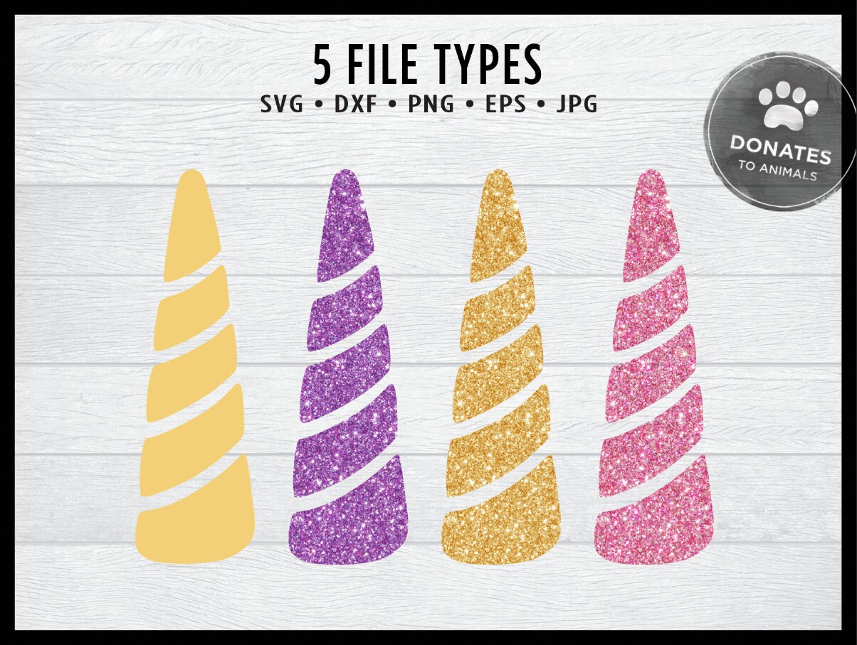 unicorn horn svg file glitter unicorn horn clipart for etsy