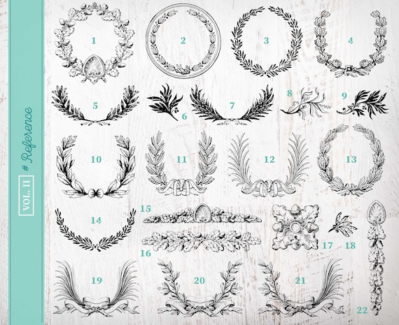 Download 22 Vintage Laurel Wreath Clipart Vintage Christmas Wreath Etsy
