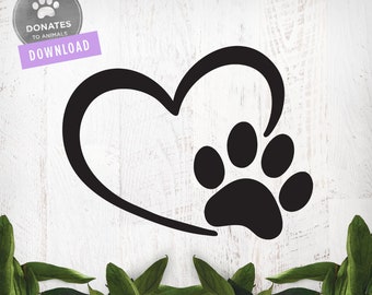 Dog Paw SVG | Paw SVG PNG |  Dog Mom Svg | Fur Mom Svg | Cat Mom Svg | Cat Paw Svg Animal Lover Pet Mom Cut File for Cricut Jpg Dxf Download