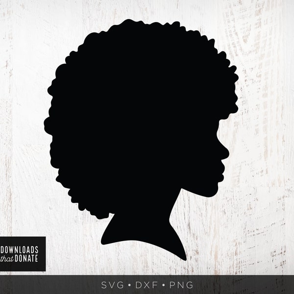 Black Woman Silhouette SVG | Female Afro SVG | Black Woman Png Dxf | Afro Woman Svg Big Hair Fro Cutting File for Cricut Afro Hair Lady