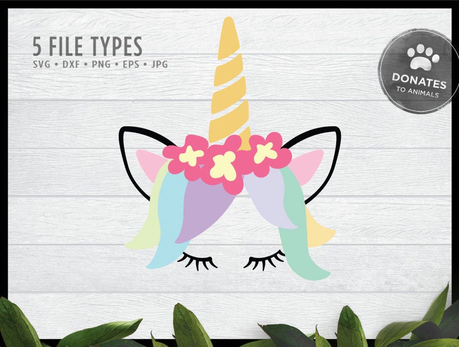 Download Unicorn Face SVG Rainbow Unicorn Head Gold Unicorn Horn | Etsy