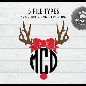 Antlers SVG | Antlers Bow | Monogram Frame | Jpg • Eps • Dxf • Png Cut File | Commercial Use | Circuit Silhouette Hunting SVG for Girls