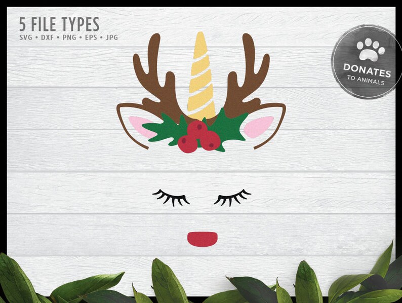 Download Rudolph Unicorn Face SVG Unicorn SVG Cute Reindeer Face | Etsy