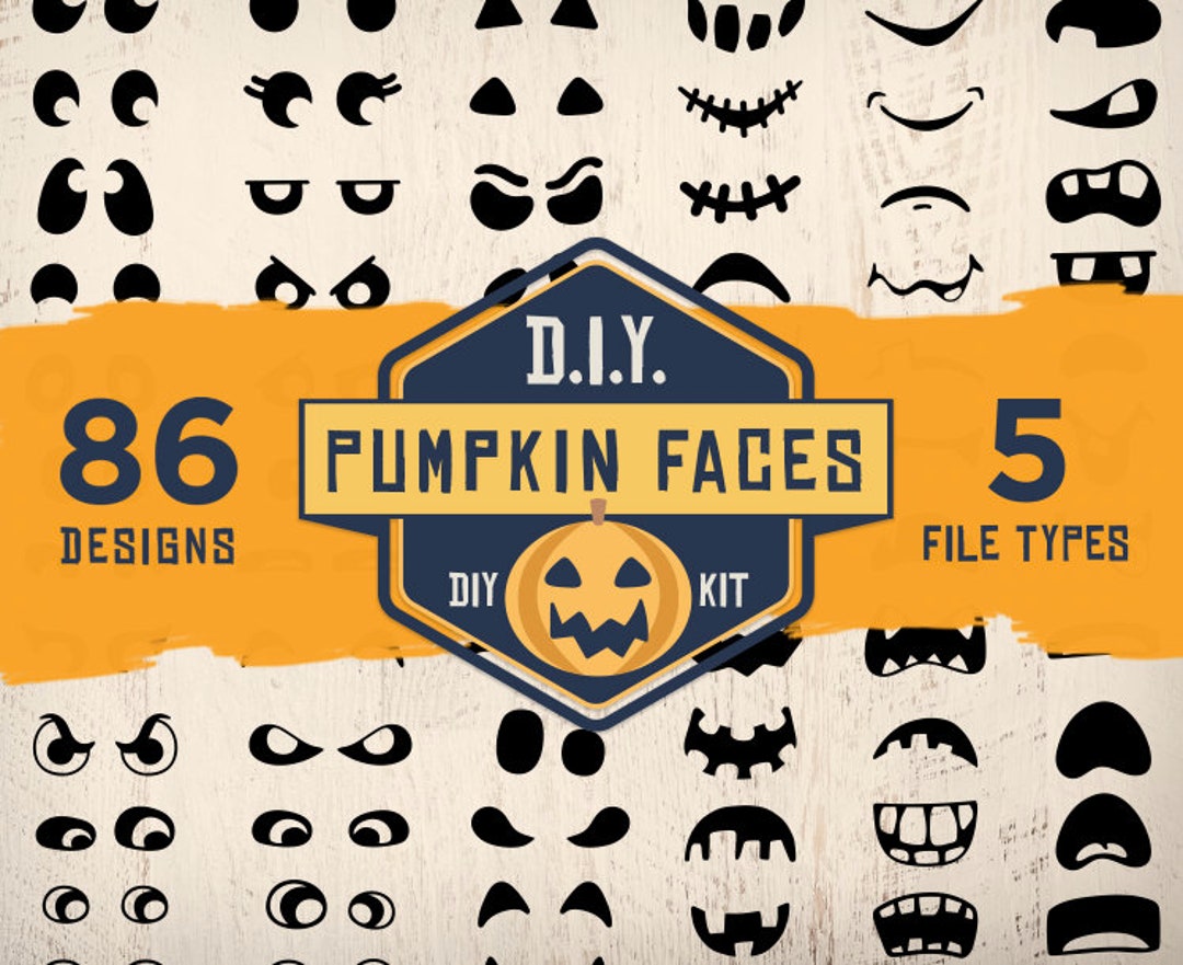 Pumpkin Face SVG Bundle DIY Jack O Lantern Faces PNG Bundle