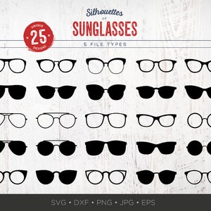 25 Sunglasses SVG Bundle | Aviator Sunglasses SVG Eye Glasses Shapes Silhouette Png Cut File for Cricut Clipart Instant Download Dxf Jpg