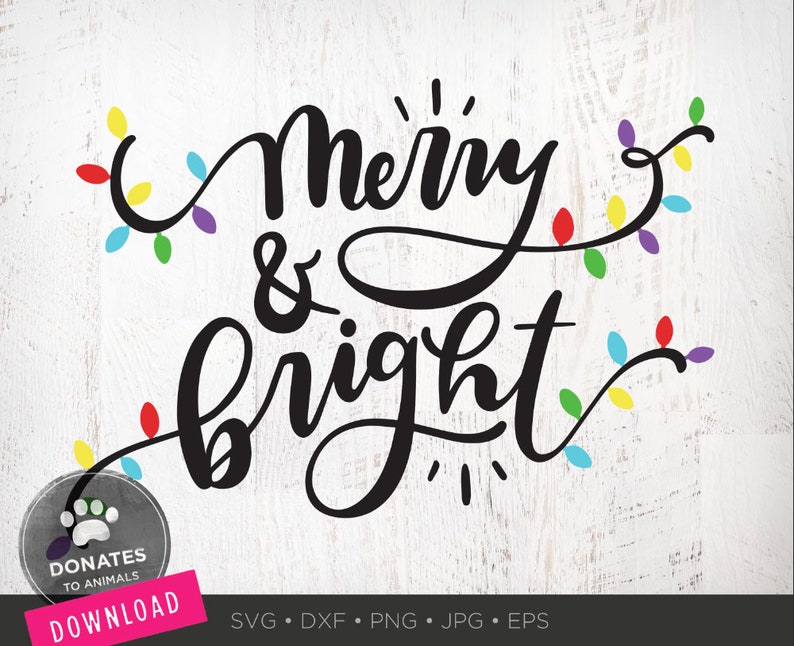 Merry and Bright SVG Christmas SVG Christmas Clipart - Etsy
