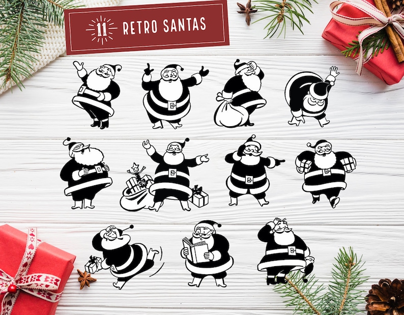 Download 11 Retro Santa Svg Bundle Vintage Santa Clipart Retro Christmas Svg Files Vintage Christmas Svg Holiday Svg Cut File For Circuit Png Dxf Clip Art Art Collectibles Vadel Com
