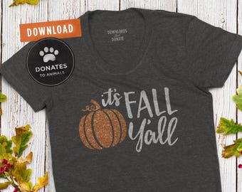 Its Fall Yall SVG | It's Fall Y'all With Pumpkin SVG | Arts and Crafts Fall Cut File for Cricut | Silhouette Clipart | Jpg • Eps • Dxf • Png