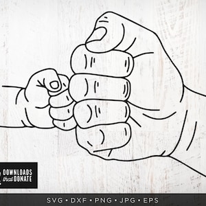 Fist Bump SVG Line Art | New Dad SVG | Vatertag SVG | Papa und Baby Faust Bump Svg Clipart | Son Dad Fist Svg Png Dxf Plotterdateien für Cricut