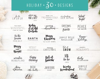 30 Christmas Sayings SVG Bundle | Christmas SVG Pack | Holiday SVG | Holiday Saying Jpg Eps Dxf Png Cut File for Cricut Clipart Silhouette