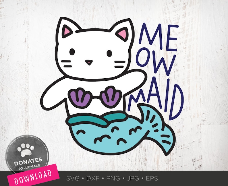 Download Cat Mermaid SVG Cute Mermaid Clipart Kids SVG for Girls | Etsy