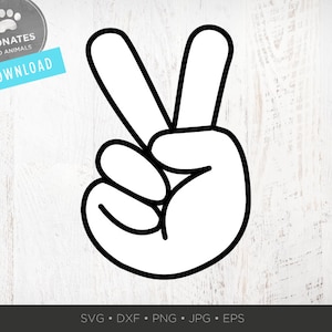 Peace Hand SVG | Symbole de la main du signe de la paix PNG Clipart | Paix SVG | Groovy Hand Clipart | Hippie Cut Fichier pour Cricut Svg Téléchargement instantané Dxf