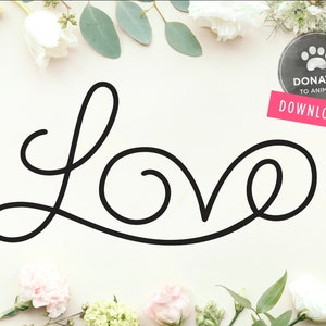 J’adore SVG | Clipart de la Saint-Valentin | Valentine SVG | Mariage Svg | Cursive Love Heart svg pour Cricut | Clipart de mariage Dxf Png Fichier pour Silhouette
