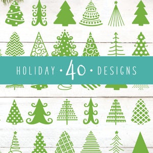40 Ensemble SVG d’arbre de Noël | Sapin de Noël SIlhouettes SVG | Christmas Tree Cut File Bundle Christmas Clipart Pack Trees Fichier pour Cricut