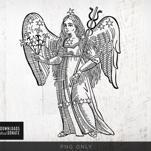 Vintage Angel Clipart | Antique Angel PNG | Classic Vintage Christmas Clipart Transparent PNG | Biblically Accurate Angel Illustration
