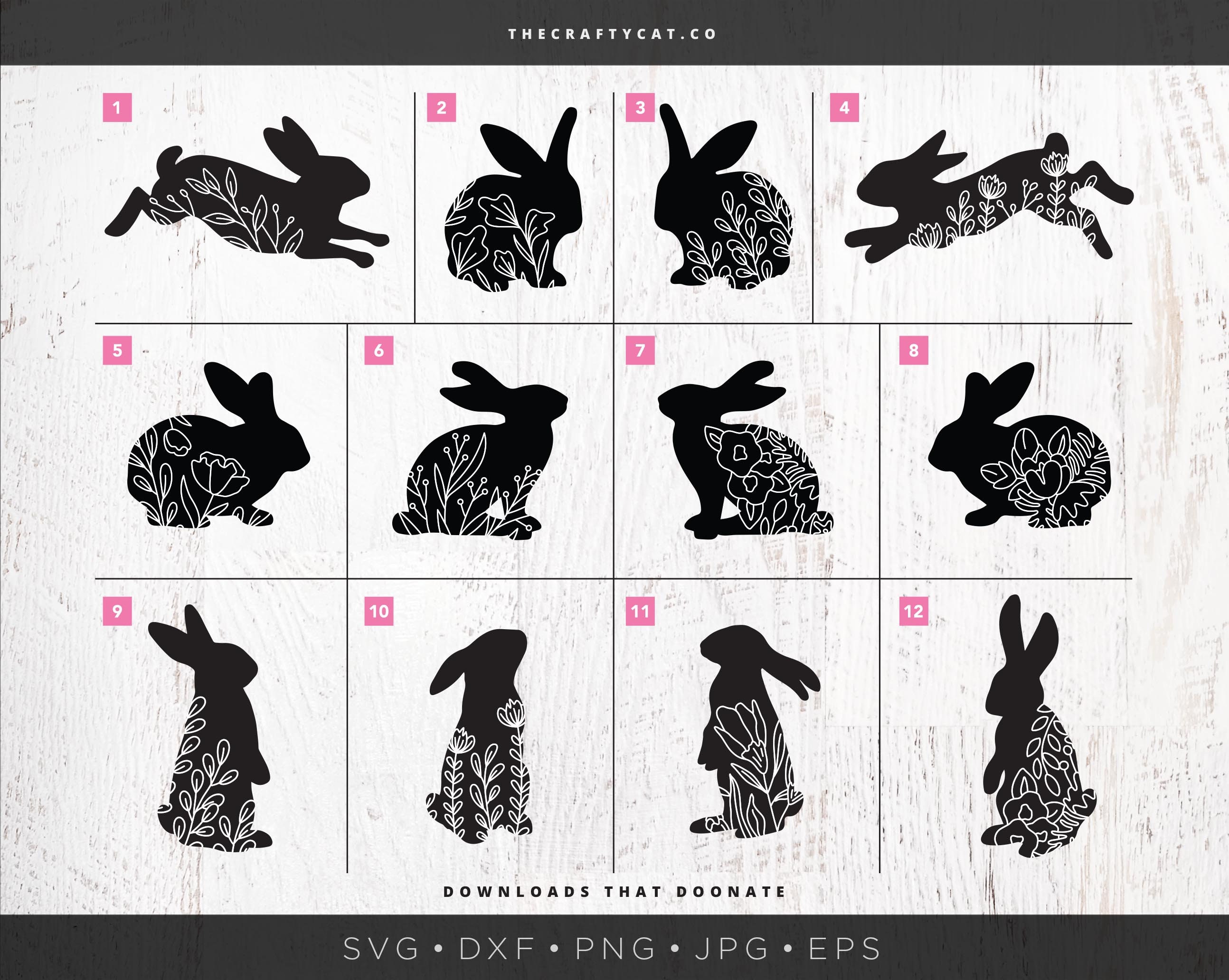 Layered Floral Rabbit SVG Bundle | Flower Bunny SVG Bundle Southern ...