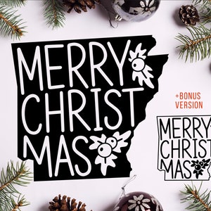 Arkansas Christmas SVG | AR Christmas Arkansas Svg | AR State Christmas Svg | Holiday Cut File Dxf Png Clipart Cricut Silhouette State