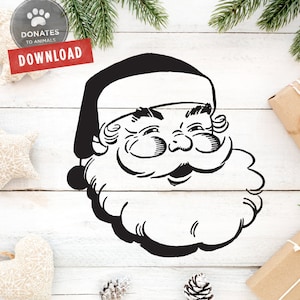 Santa Head SVG | Vintage Christmas SVG | Santa Face SVG Christmas svg Christmas Clipart Holiday Svg Cut File for Circuit Png Dxf Silhouette