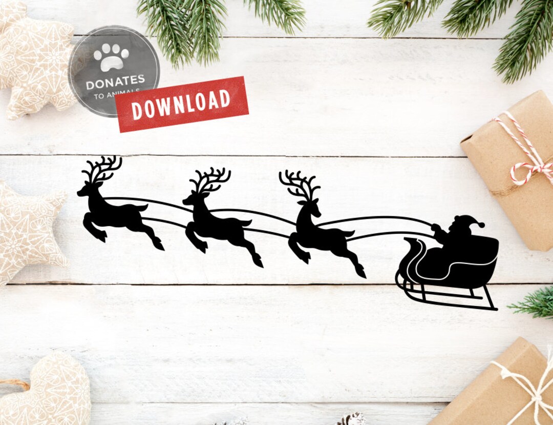 Santa With Reindeer SVG | Santas Sleigh SVG | Christmas Svg | Holiday ...