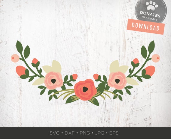 Download Pink Floral Wreath Svg Garland Floral Monogram Frame Svg Etsy