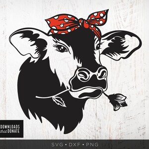 Cow Bandana SVG Cute Cow Svg Cow Face Svg Cow Head Svg Heifer Svg Cow wearing Bandana Cow Dxf Cow Png File for Cricut Cow Silhouette Svg
