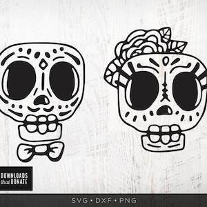 Sugar Skull SVG | Day of the Dead Svg | Dia de Los Muertos Svg | Mexican Skull Svg | Couples Halloween Svg | Girl Skull Husband Wife Svg