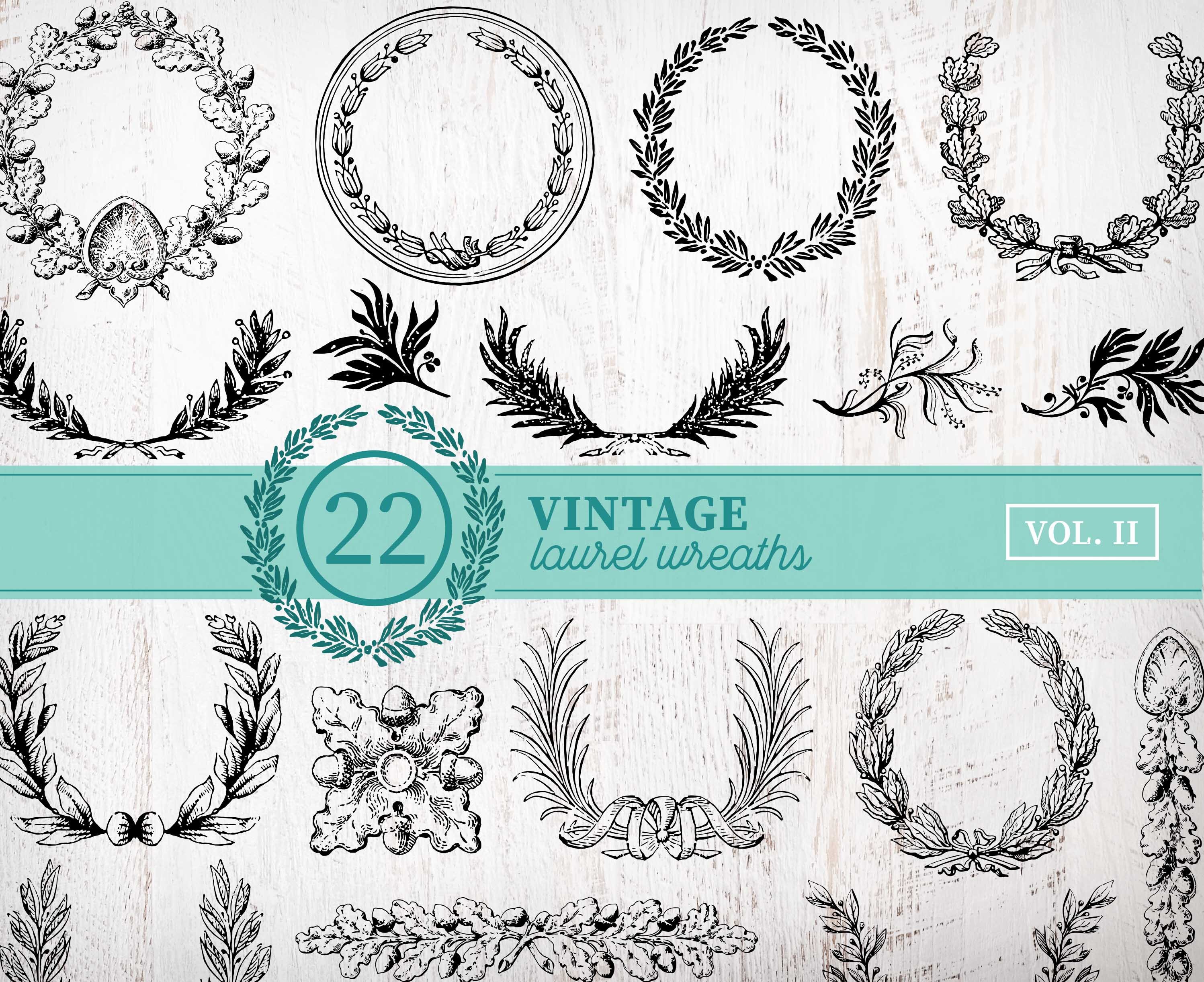 Download 22 Vintage Laurel Wreath Clipart Vintage Christmas Wreath Etsy