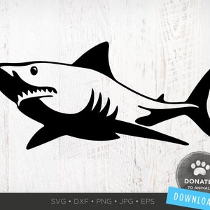 Shark SVG | Shark Clipart | Sharks Mascot Svg Shark Png Great White Shark Silhouette Cut File Dxf Shark Clip Art Cricut Svg Instant Download