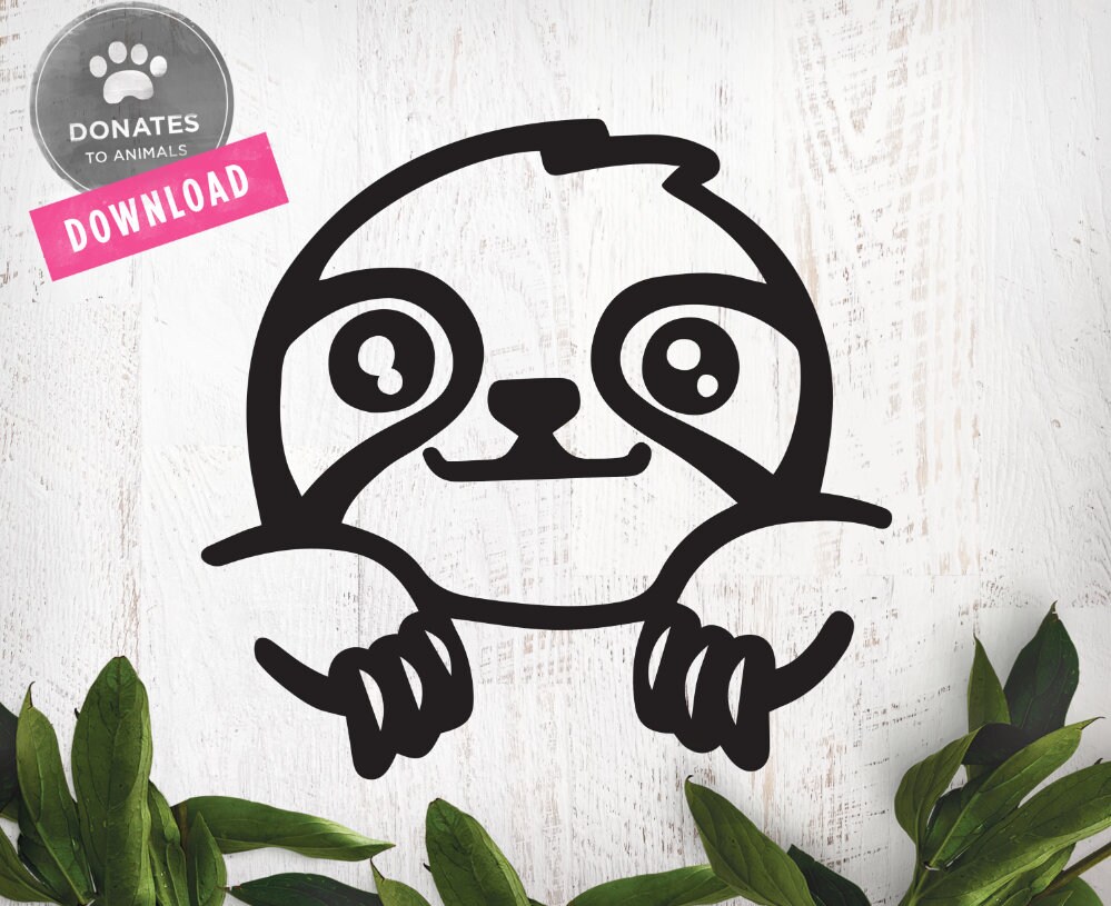 Download Cute Sloth SVG Sloth Clipart Sloth Png Cut File for Cricut ...