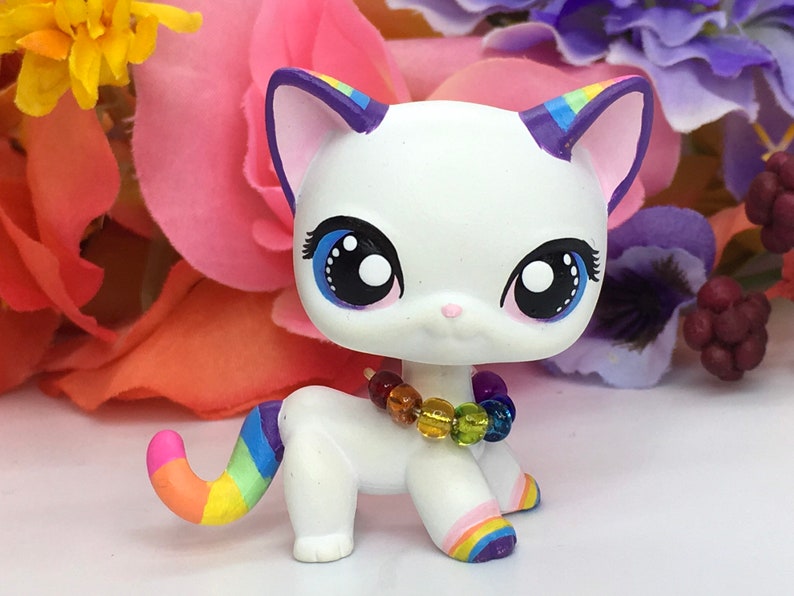 Littlest pet shop Short hair cat Rainbow custom with wings | Etsy