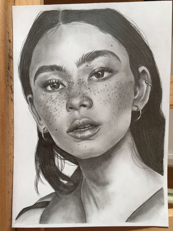 Własny Rysunek Portret Ołówkiem Prezenty Dla Niej Rysunek Pojedynczego Portretu Szyte Na Zamówienie Grafika Rysunek Grafitowy Ołówek