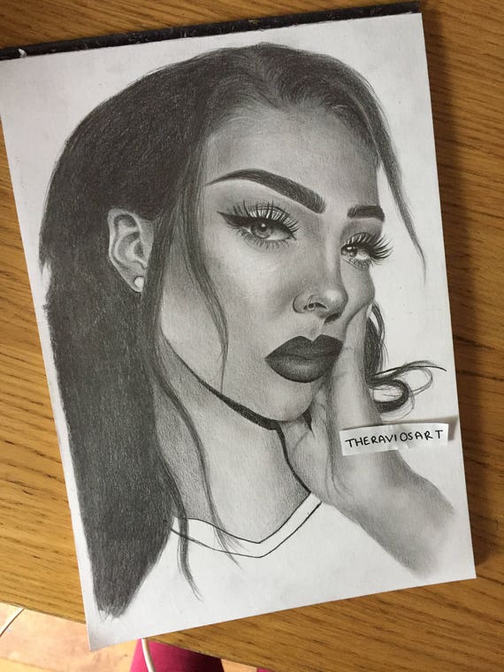 Własny Rysunek Portret Ołówkiem Prezenty Dla Niej Rysunek Pojedynczego Portretu Szyte Na Zamówienie Grafika Rysunek Grafitowy Ołówek