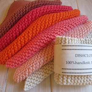 COTTON Knitted Dishcloth / Wash Cloth, Hand Knit Washcloth / Dish cloth, Reusable Eco Friendly Face Flannel, Choose Colour ORANGES