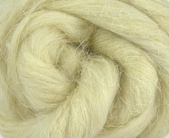 Natural Wool Roving: 50g: White Natural Wool Roving: 50g: White