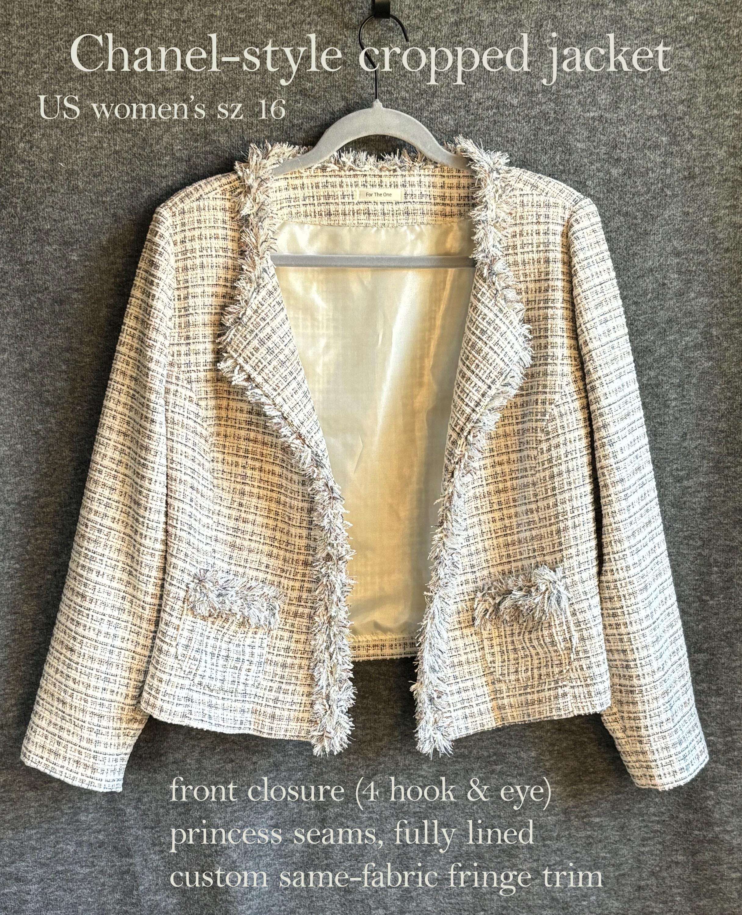 Custom Chenille Tweed Cropped Women's Jacket, Chanel-style