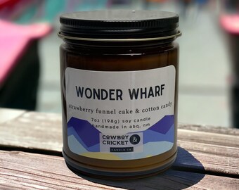 Wonder Wharf Soy Candles and Melts - Strawberry Funnel Cake & Cotton Candy - Bob's Burgers Inspired