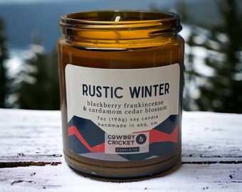 Rustic Winter Soy Candles and Melts - Blackberry Frankincense & Cardamom Cedar Blossom