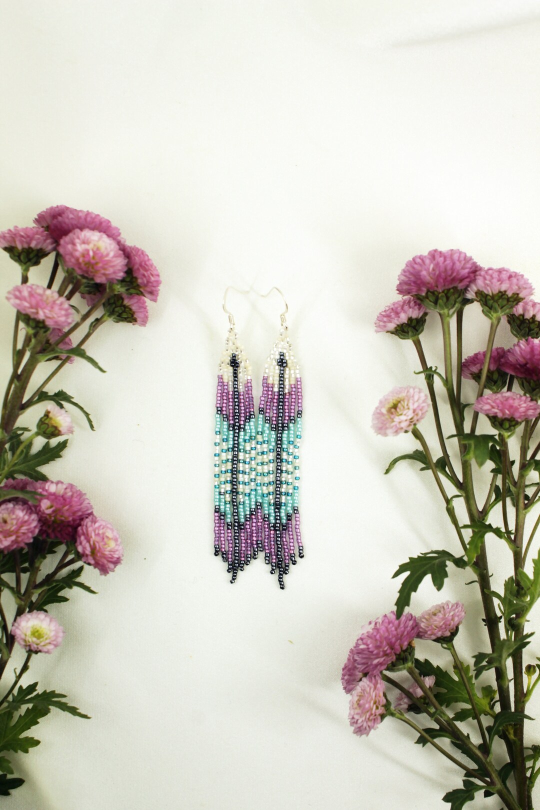 Long Boho Seed Bead Fringe Earrings Beaded Native Earrings - Etsy