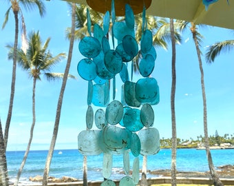 Capiz Shell Wind Chime Ocean Nautical Decor. Waterfall Color.