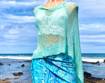Knitted Rayon Poncho: Versatile Beach Cover-Up
