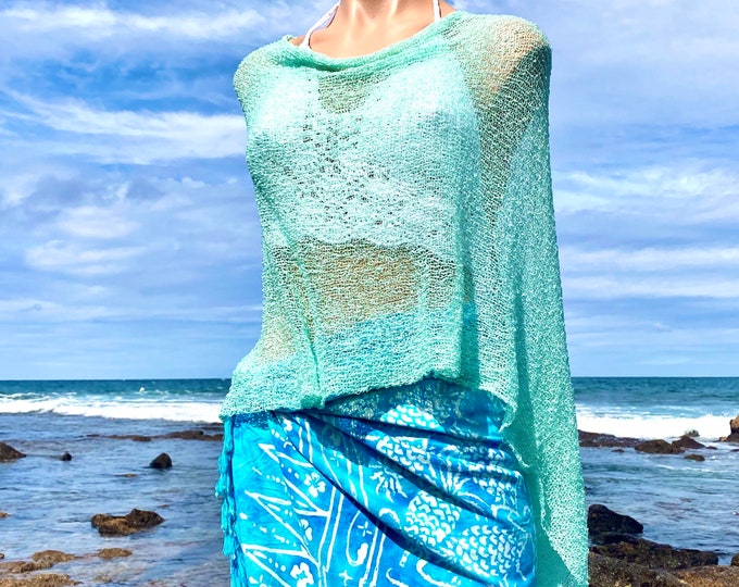 Featured listing image: Infinity Poncho. Knitted Shawl Cover Up, Womens' Versatile Shawl, One Fits All Beach Dress Cover Up.