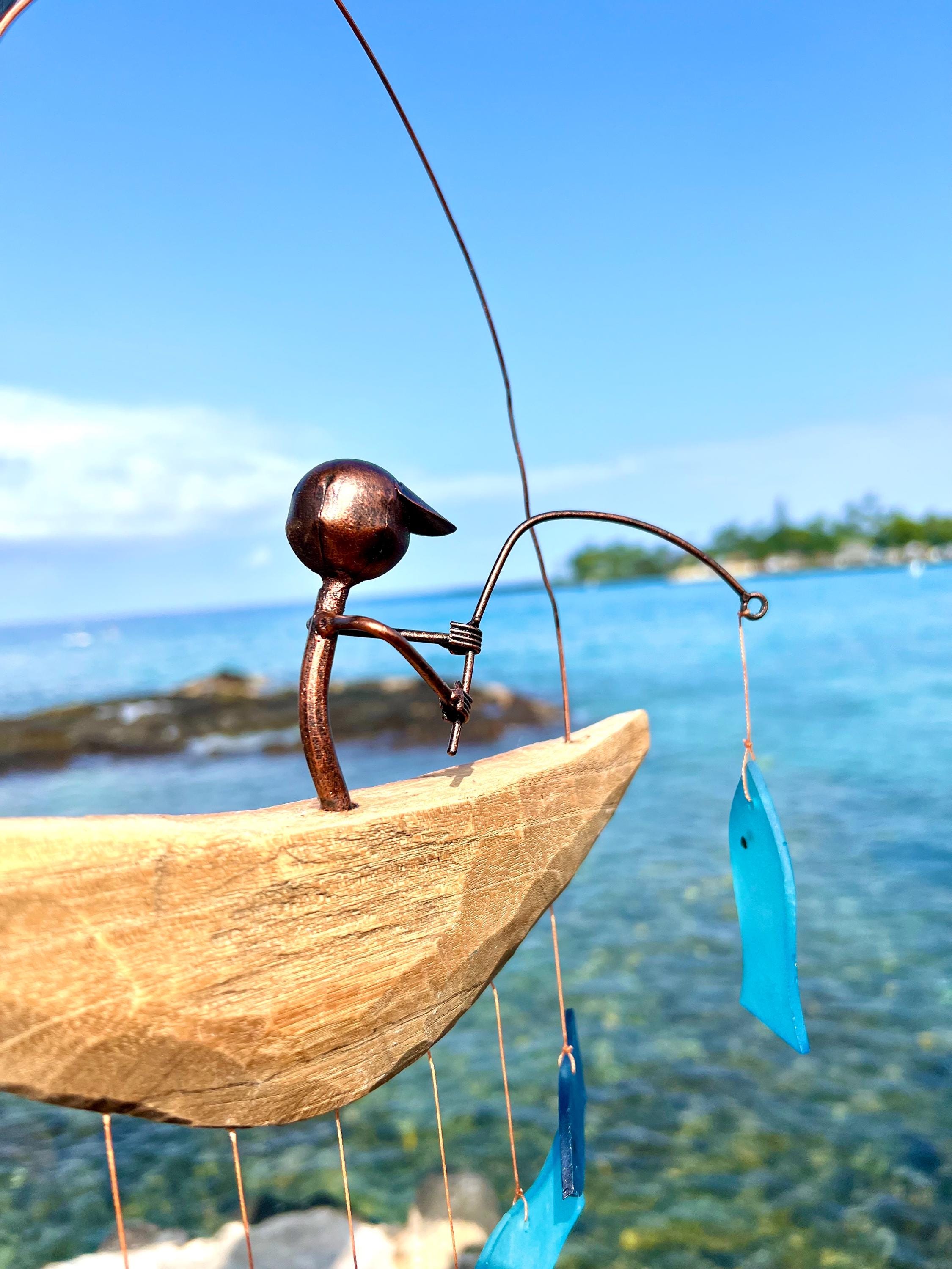 Tropical Fisherman Driftwood Wind Chime – Handcrafted in Hawai'i