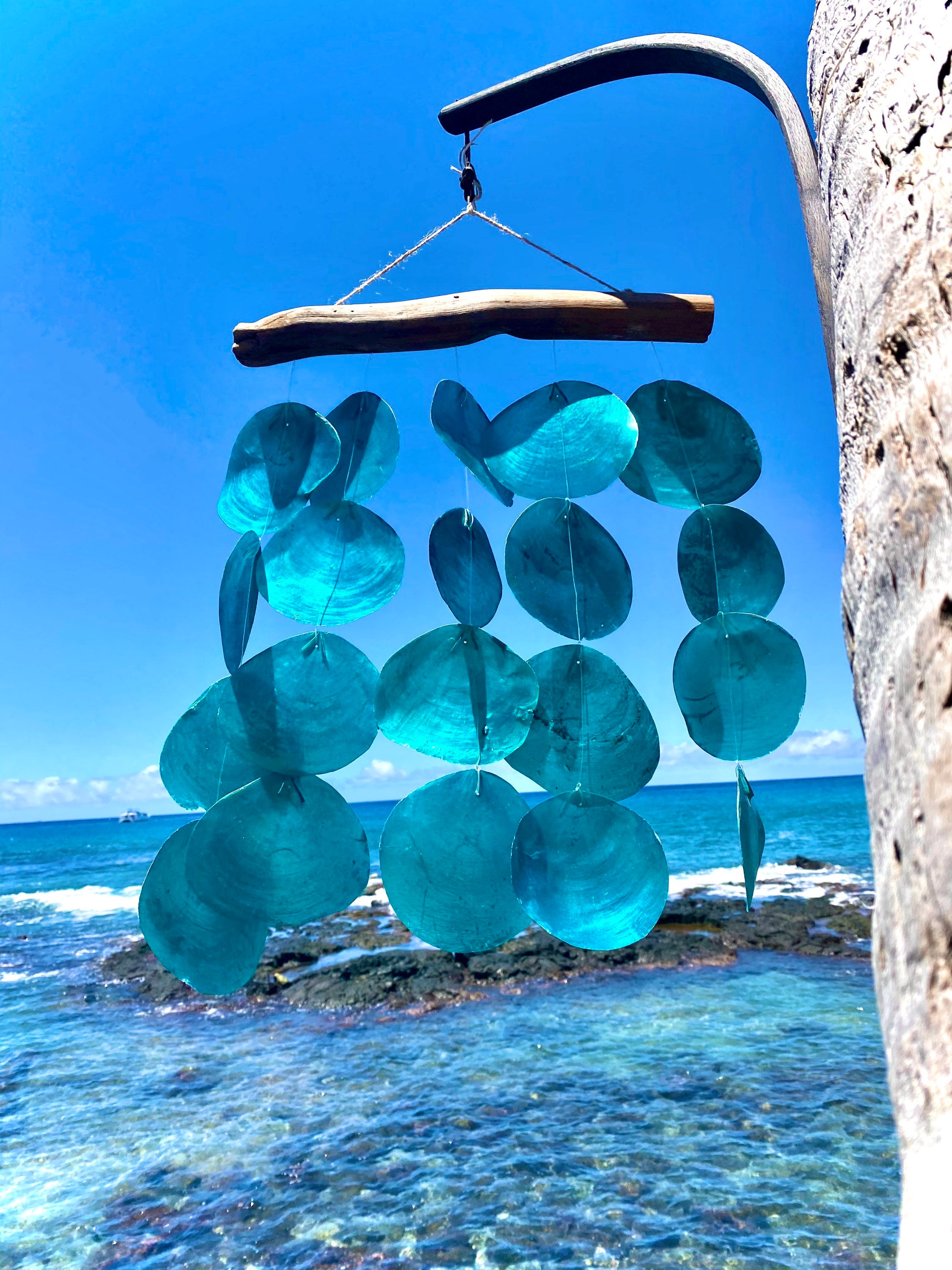 Giant Natural Capiz Shell Wind Chime Nautical Decor. Natural Island ...