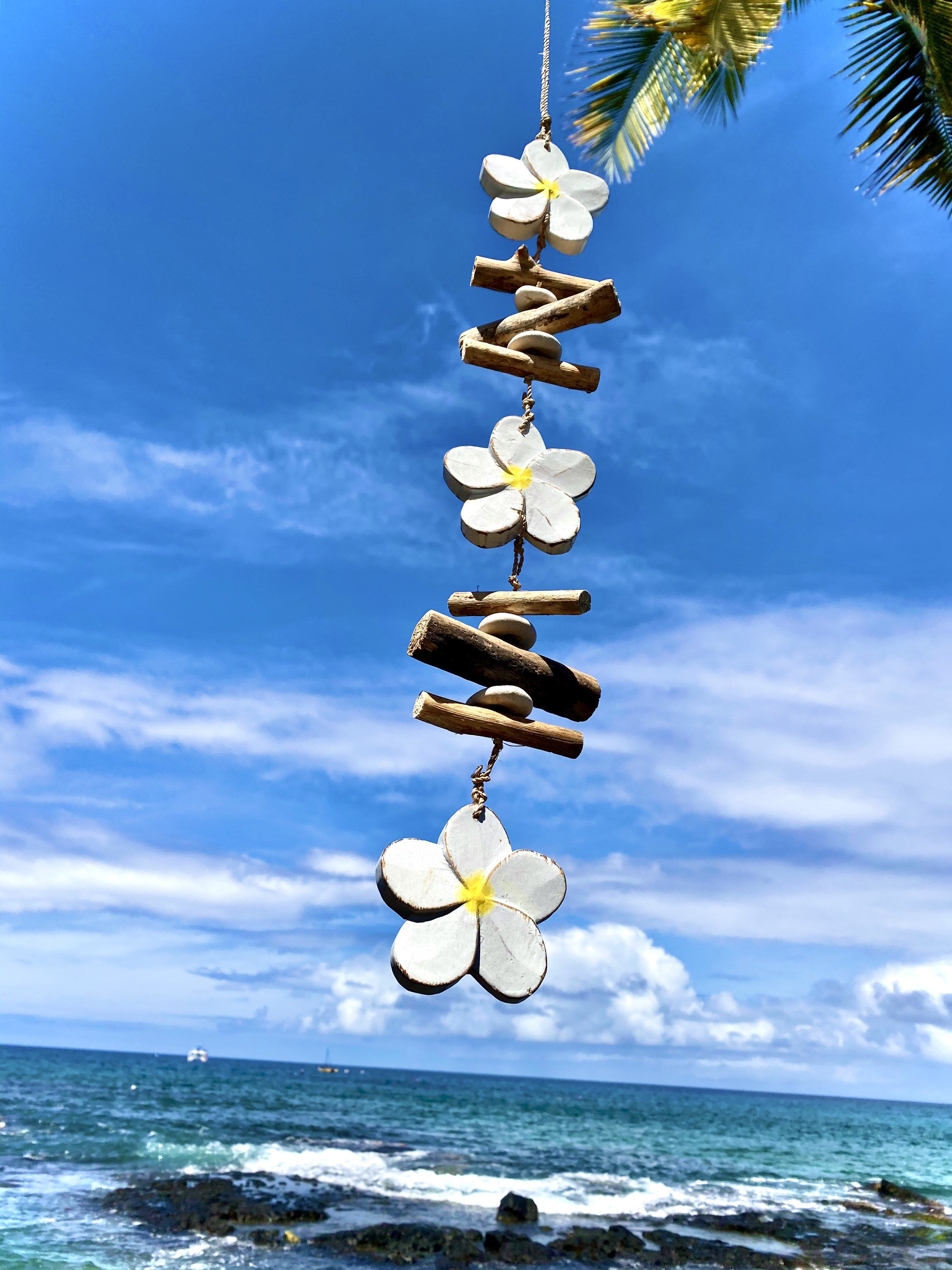 Plumeria Flower Charm. Tropical Island Home Garden Decor. Classic White