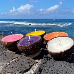 Coconut Shell Floater Candle 100% Natural Organic Coconut Candles Island Gift Floating. Made in Hawaii