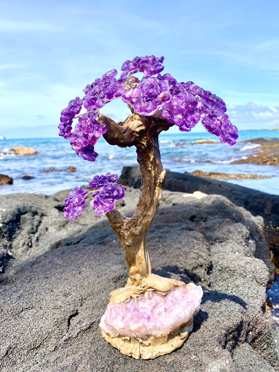 Crystal Bonsai. Amethyst & Rose Quartz Tree of Life. Spiritual Etsy