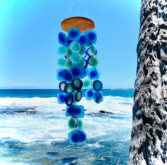 Capiz Shell Wind Chime Ocean Nautical Decor. Soothing Stream Sound