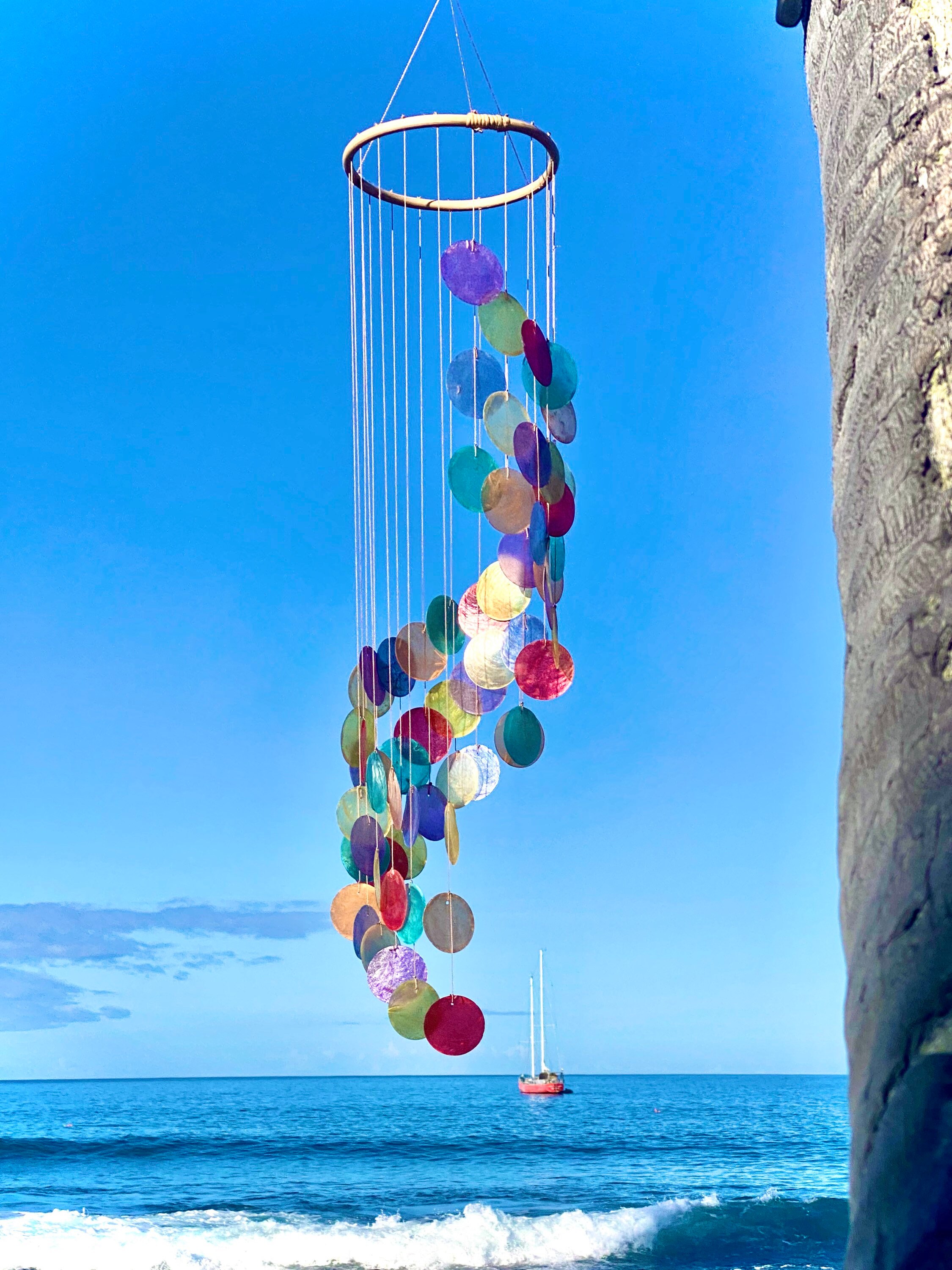 New Capiz Shell Rainbow Spiral Wind Chime Natural Sea Shell