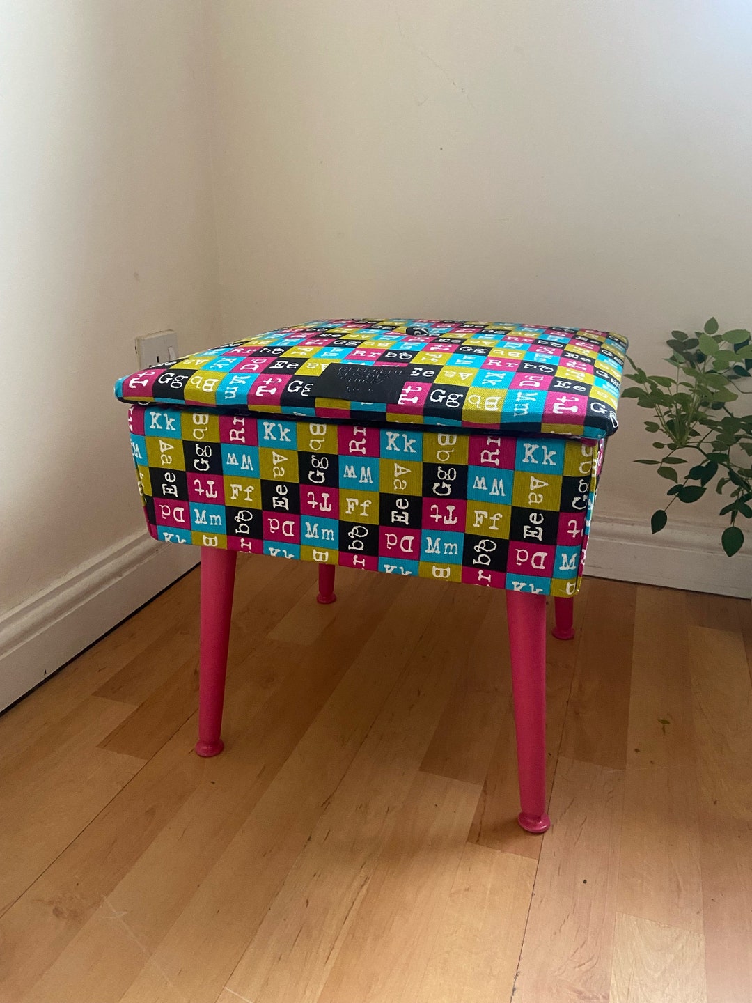 Upcycled 50's Stunning Sherborne Sewing Box, Stool & Footstool Dansette
